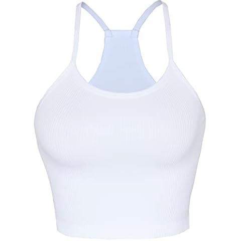 AKAMC Women's Washed Seamless Rib-Knit Camisole Crop Tank Tops Sleeveless Racerback Sport Tank,Small Cover