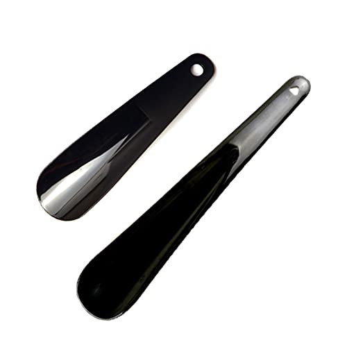 2 Plack Shoe Horn, 7.2 Inch Plastic Shoe Horns for Travel, Shoehorn for Men, Women, Seniors & Kids, Black