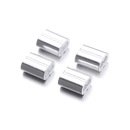 VILLFUL 100pcs Wire Rope Clamp Clip Aluminum Crimping Cable Crimping Sleeves Crimping Loop Sleeves Wire Cable Crimping Loop Cable Gland Cable Connector Cable Sleeves Wire Rope Clip Silver