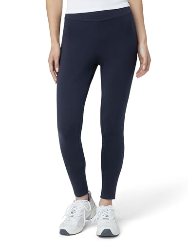 HUE Womens Wide Waistband Blackout Cotton Leggings Assorted Hosiery Navy Small US