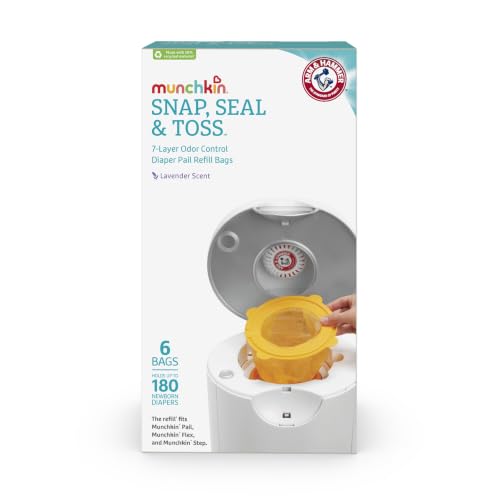 Munchkin® Arm & Hammer Diaper Pail Snap, Seal & Toss™ Refill Bags, Holds up to 180 Newborn Diapers, 6 Pack - image 2