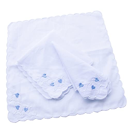 Coousml White Handkerchiefs Premium 60S Cotton Scalloped Hankies 11 Inches #TOP2