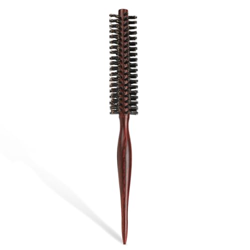 simarro Cepillo de pelo pequeño de cabeza redonda, cepillo de cerdas de jabalí, cerdas naturales suaves con mango de madera, adecuado para cabellos cortos, secado de cabello fino, peinado, cepillos de