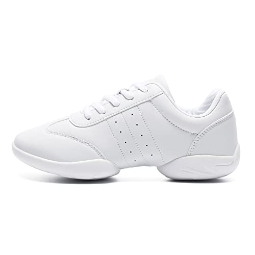 Image of Cheer Shoes Girls White Dance Shoes Youth Cheerleading Sports Training Athletic Comfortable Shoes Flats Girl