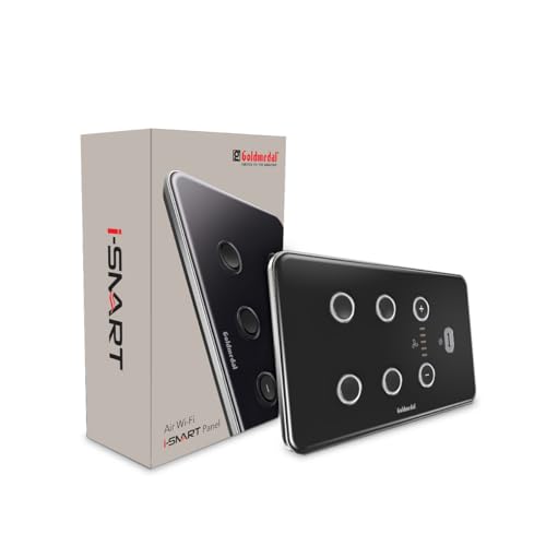 Image of Goldmedal Air 4M i-Smart Wi-Fi Panel with 4 Switches,1 Fan Regulator &1 USB Fast Charging Port |Control via G-World App,RF Remote,Voice & Touch Buttons | Ideal for Smart Homes&Offices |Carbon Grey