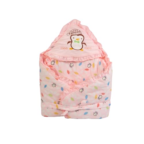 Image of Mee Mee Baby Wrapper Blanket with Hood (Light Pink) (396.0mm L X 61.0mm W)