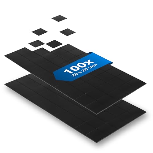 ECENCE Placas Magnéticas Autoadhesivas 100 Piezas Mini láminas magnéticas 20x20x1,2mm Imanes Adhesivos para fotografías Posters o Notas