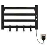 ➤ 【CONVENIENTE】 toallero de calefacción eléctrica, calentador de toallas montado en la pared, ahorro de espacio, montado en la pared. Perfecto para secar toallas después del baño, la ducha o el spa. También se puede utilizar para secar otras telas. No consume mucha energía.