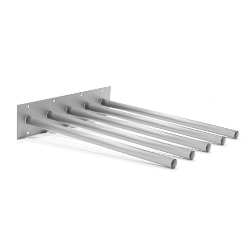 Stahl Schabrackenhalter mit 5 Armen, 50 cm Breite, 58 cm Auslegertiefe, Silber Pulverbeschichtet, Gummikappen