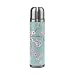 WowPrint Sakura Reisebecher Echtleder isolierte Travel Mug Edelstahl-Wasserflasche Auslaufsicher Doppelwandig Thermoskanne Vakuumflasche 500 ml