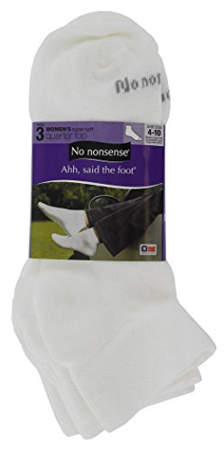 No Nonsense S412IG Shoe Size 4-10 Women's White Quarter Top Socks 3 Pair