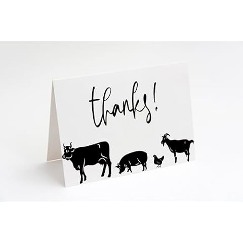 Red Door Inspirations Farm Animal Thank You Cards FFA, 4H, Farmer's Market, Farm Animal Birthday - 10 pack, Made in the USA! Cover