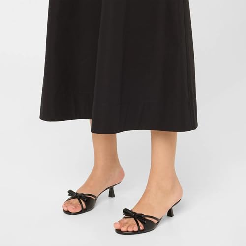 Women Heeled Sandals Mules Round Open Toe Bow Slides Low Kitten Heels Silp On Slippers Casual Stiletto Wedding Dress Slide Shoes3