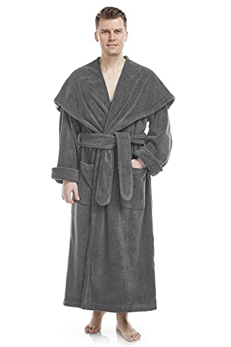 Arus Men’s Big & Tall Long Monk Robe Hooded Full Length Turkish Cotton Bathrobe2