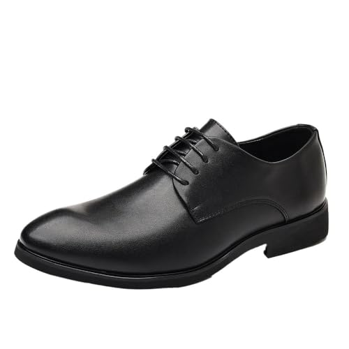 Mens High Soft Sole Lace-Up Versatile Leather Business Dress Shoes British Style Casual All Season Footwear