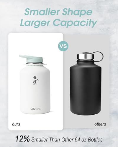 Image of Coolflask Half Gallon Water Bottle Insulated Stainless Steel with Strap