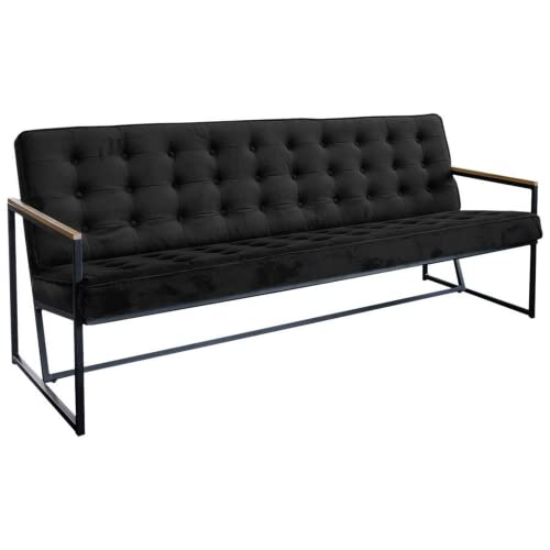 KAWOLA Esszimmergruppe Sitzgruppe Küchensitzgruppe Bank Arly Essbank mit Rückenlehne Sitzbank mit Lehne Sitzbank Küche Bank Esszimmer Bezug Velvet Samt gepolstert schwarz