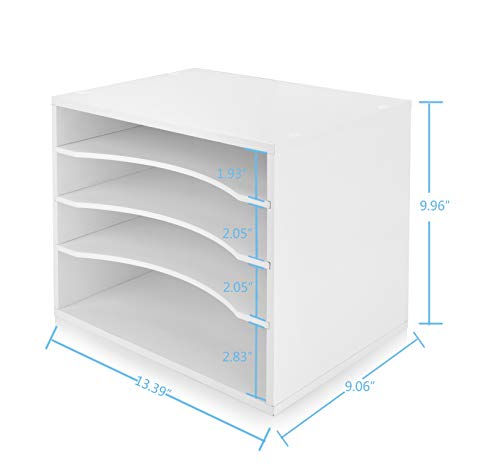 Emerit Wood Desktop Organizer Paper Storage Letter Tray File Sorter With Adjustable Shelves For Home Office,White #TOP4