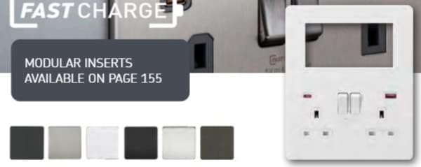 Screwless Small Multimedia Combination Plate with FASTCHARGE - Matt Black - Image 3