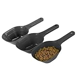 ANVS 3 PACK Pet Food Scoop 1 Cup Capacity, Lines for 1/2 Cup and 1 Cup Plastic Pet Food Scoop For Dog,Puppy and Cat(3 Black)