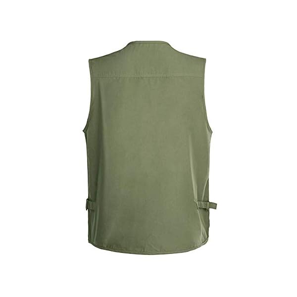 Panegy Mens Outdoor Vest Multi-Pockets Casual Vest Fishing Vest Army Green 2XL - Image 4