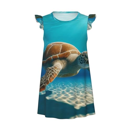 Augenstern Flutter Sleeve Nightgown Pajama Gown Turtle-Swimming-Sea Easy Pull-On Sleepwear Nightdress