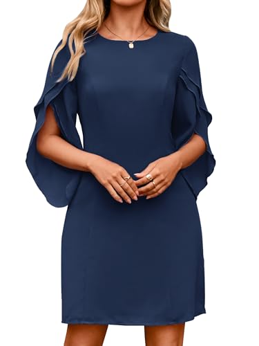 Simplee Womens Cocktail Dress 2025 Formal Flutter Sleeve Elegant Chiffon Trendy Wedding Guest Dresses