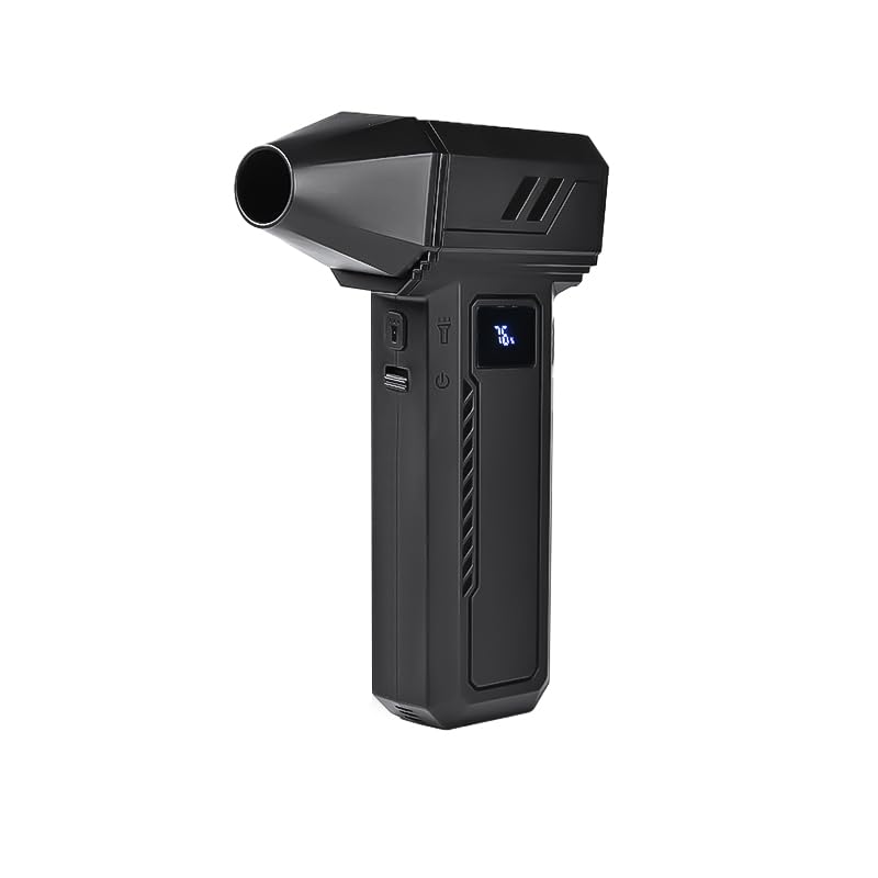 KIVVO 電動エアダスター 180000RPM LEDライト付き Type-C充電式 無段階風量調整 パソコン掃除用 キーボード掃除用 エアコン掃除用 ブラック色