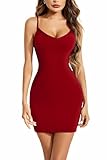 Avidlove Women Sexy Bodycon Party Dresses Backless Spaghetti Straps Clubwear Mini Dress (XXL, Wine Red)