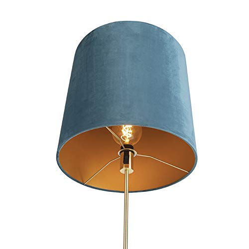 Qazqa Klassisch Stehleuchte mit Schirm, Stehlampe - Parte Fl - Blau, max. 60W, Geeignet für LED, 186.5cm, Ideal als Flur, Küche lampe, Schlafzimmerlampe und Wohnzimmerlampe