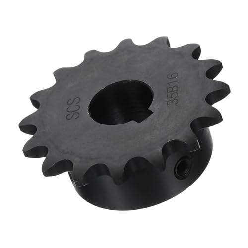 Image of uxcell #35 Chain Roller Sprocket B Type, 7 /8 inch Bore 15 Tooth Single Strand Chain Sprocket, Carbon Steel, Keyway with Set Screws