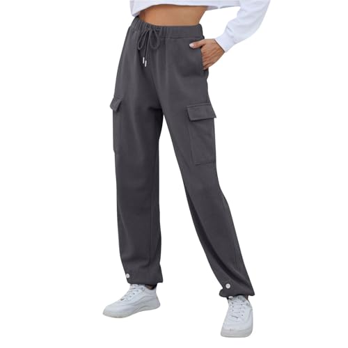 Pantalon de jogging femme en coton gris foncé taille M avec poches