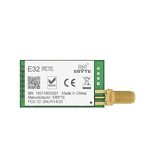 EBYTE Lora TXCO 433MHz 1W Módulo RF Lora Transmisor UART 30dBm Largo Alcance 8000m Módulo transceptor RF inalámbrico E32-433T30D1B | Ya disponible en tu tienda friki favorita! En mundofriki.es! EBYTE Lora TXCO 433MHz 1W Módulo RF Lora Transmisor UART 30dBm Largo Alcance 8000m Módulo transceptor RF inalámbrico E32-433T30D1B | Ya disponible en tu tienda friki favorita! En mundofriki.es!