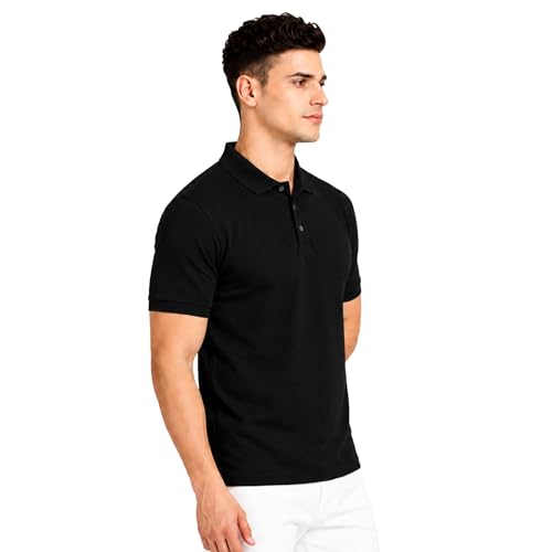Image of Men's Plain Polo T-Shirt | Cotton Blend Regular Fit Casual Collar T-Shirt