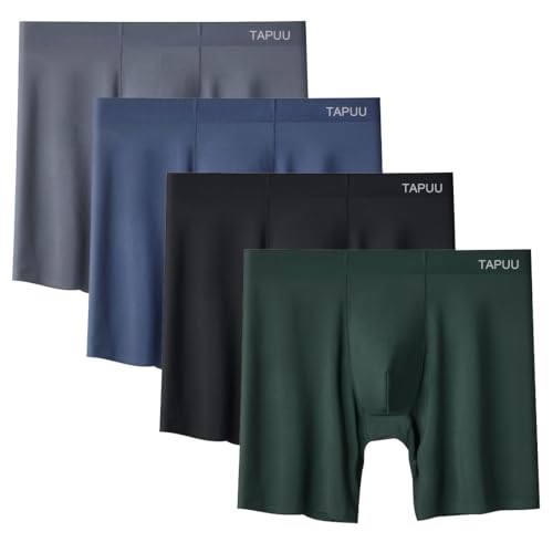 TAPUU Mens Ice Silk Underwear Breathable Boxer Briefs with Pouch