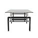 CEMKAR Rectangular Glass Coffee Table, All Black Transparent Coffee Table in The Center of The Living Room, Modern Two-Tiered Coffee Table with Metal Tube Legs