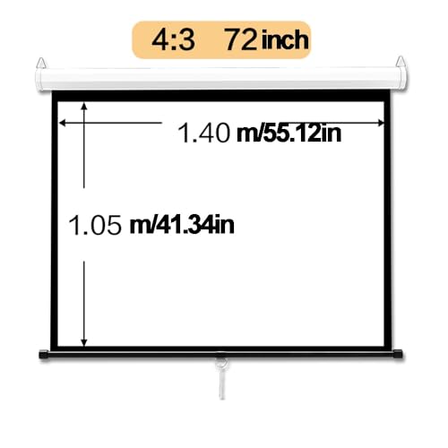Pantalla manual retráctil para proyector 72 pulg 4:3 miniatura 7