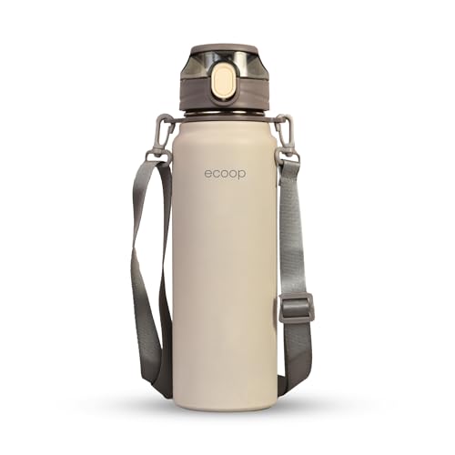 Image of ecoop 800ml Insulated Stainless Steel Water Bottle | Double Wall Vacuum | Leakproof Chug Lid | Keeps Hot & Cold 12-18 Hours | Gym Travel Office Bottle (Artic White)