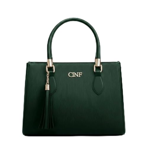 CINF, Bolsa De Ombro Feminina Transversal Média De Mão Baú Alça Removível (Verde Mulitar)