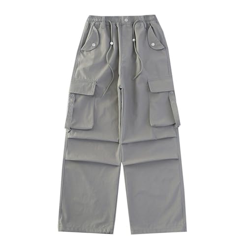 BILIKEYU Girls Cargo Denim Pants Large Flip Pockets Drawstring Elastic Waist Straight Leg Streetwear Jeans 5 to2