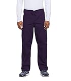 Cherokee Men's Originals Unisex Drawstring Cargo Scrub Pant, Eggplant, Medium