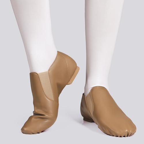 Image of Dynadans Unisex PU Leather Upper Slip-on Jazz Shoe with Elastics for Women and Men's Dance Shoes UG
