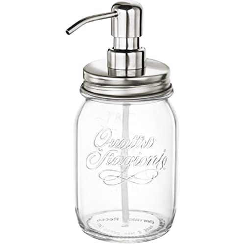 Bormioli Rocco Quattro Stagioni Jar with Stainless Steel Pump, Set of 12, 17 oz, Clear