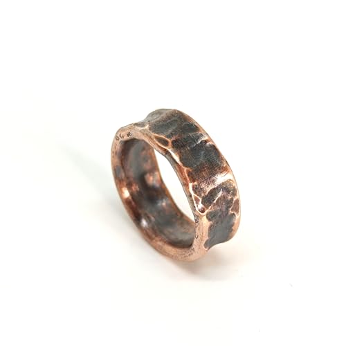 Genérico Anillo de Cobre Puro Hombre, Anillo Martillado Hecho a Mano, Estilo Vikingo Rústico, Regalo de Séptimo Aniversario, Joyería para Artritis (22 (62mm))