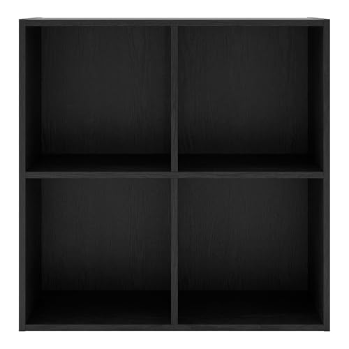 Homes-Inside-Out-Apexa-4-Cube-Storage-Organizer-Shelves-Stackable-Wood-Bookcase-Fits-Cubby-Bins-for-Organization-Dorm-Teen-Room-Decor-Home-Office-Black