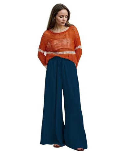Image of KOTTY Women's Relaxed Fit Wide-Leg Drawstring Palazzo Trouser for Everyday Comfort & Style
