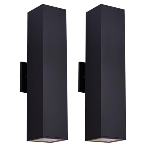 Luminaire extérieur carré noir Cerdeco 18 po, haut et bas