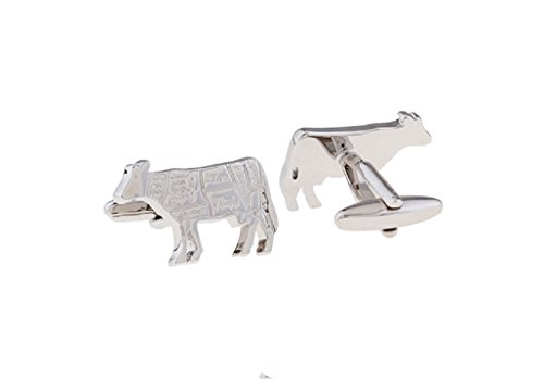 MRCUFF Butcher Cow Steak Cuts Steer Chef Cook Pair Cufflinks in a Presentation Gift Box & Polishing Cloth2