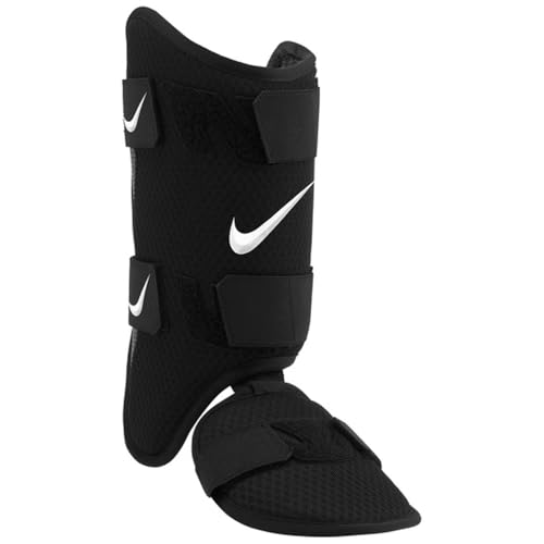 Protège-jambe de baseball Nike Diamond pour batteur droitier noir et blanc