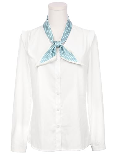 Women Polka Dots Contrast Color Skinny Long Scarves, Satin Silky Ribbon Hair Band Neckerchief Neck Scarf2